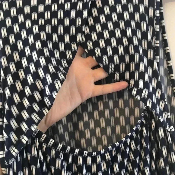 Banana Republic Knit Column Blue Geo Print Dress - Picture 5 of 6